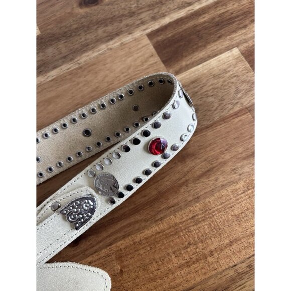 Vintage Boho Leather Belt FAUX STONES coin‎ Festival Boho Gypsy Western Cowgirl main image 16
